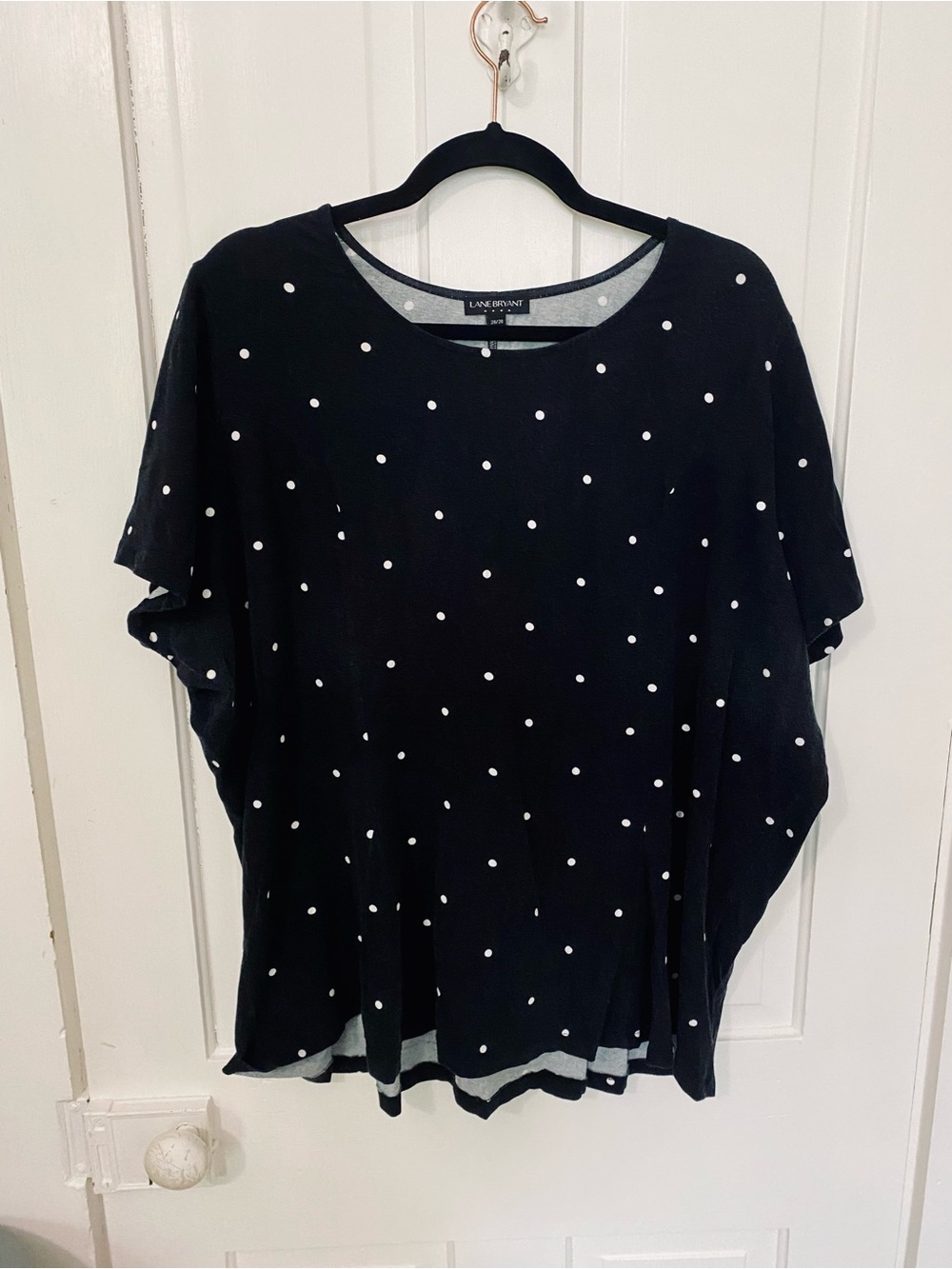 Lane Bryant Black Tee with White Polka Dots - Short Sleeve
